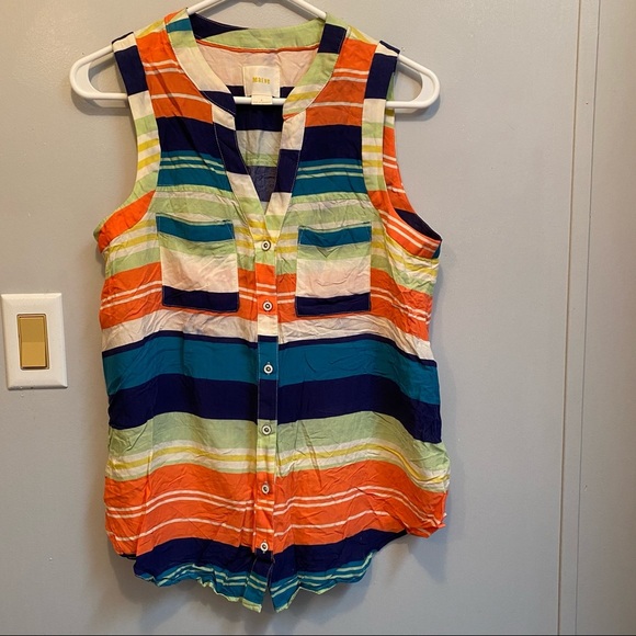 Maeve Anthropologie Sleeveless Button Down Blouse Size 8 - Picture 1 of 7